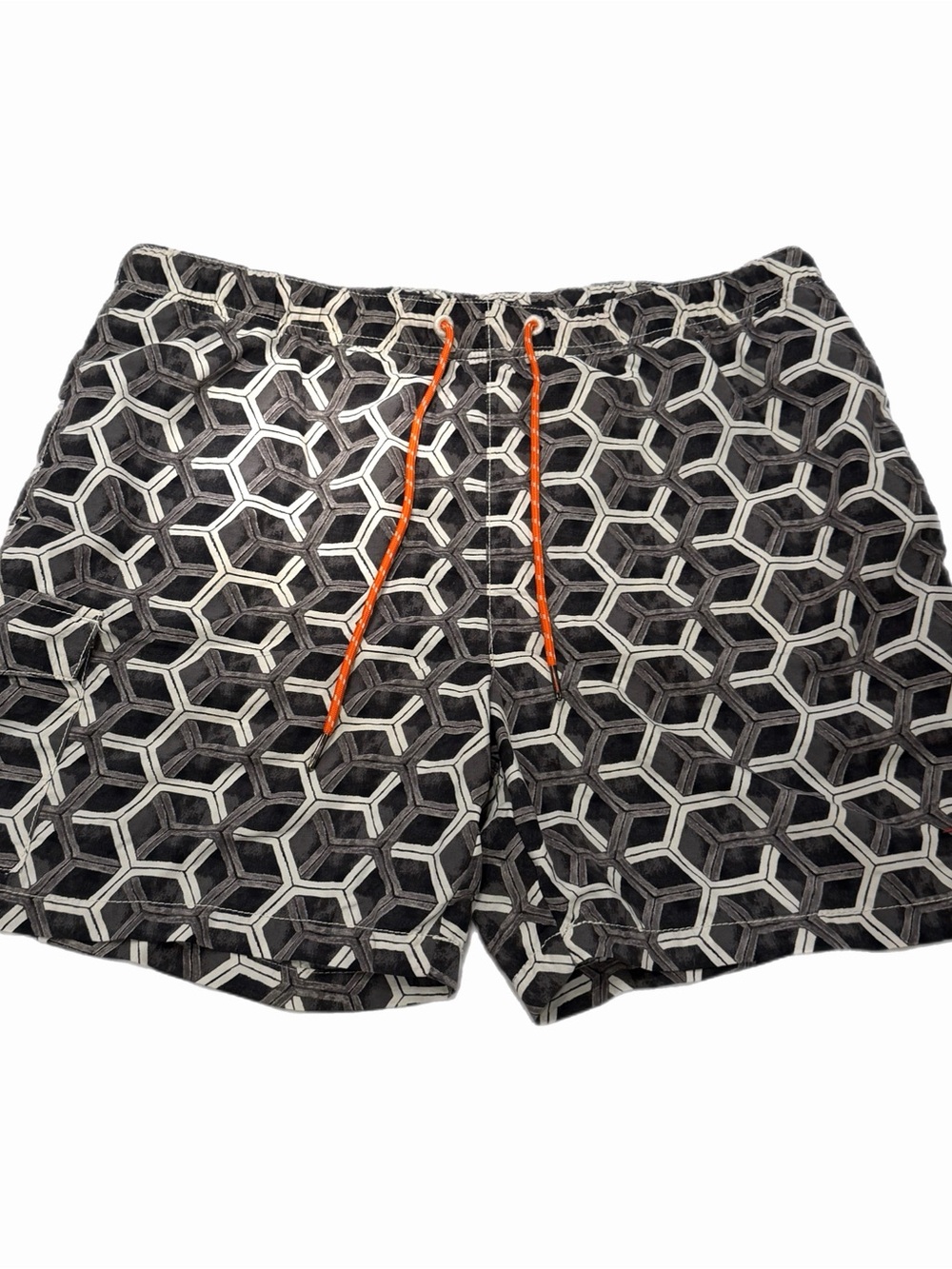 Tommy Bahama Relax Men’s Black & White Honeycomb Print Swim Trunk Shorts - Large